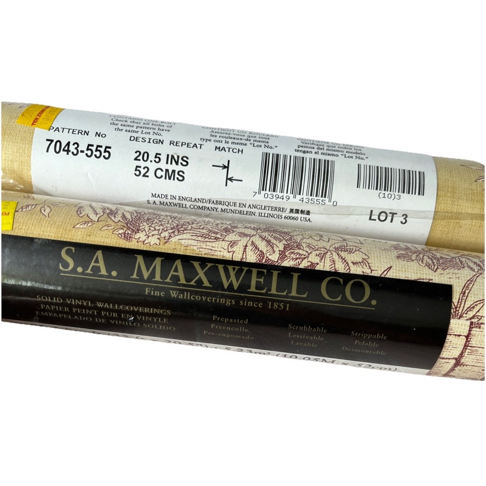 2-S.A. Maxwell Co. French Toile Country‎ Life Vinyl Wallpaper 7043-555 56.5 sq